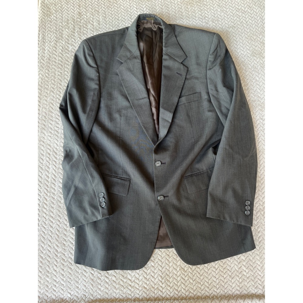 Tailors Row Finery Mens Wool Blazer Charcoal Gray Two Button Sport Coat 44R